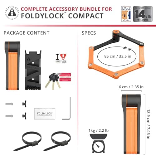 Seatylock FoldyLock Compact Folding Bike Lock - Award Winning Patented Lightweight High Security Bicycle Lock - Heavy Duty Anti Theft Smart Secure Guard with Keys & Case for Bikes or Scooters 6