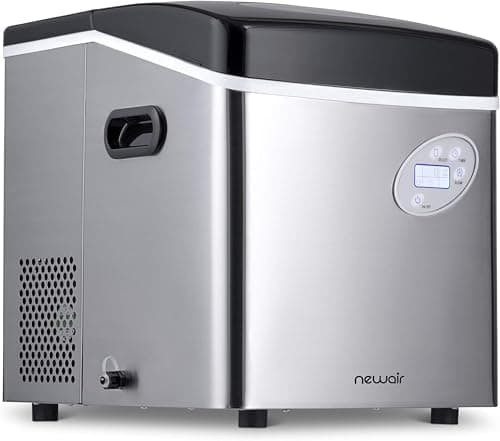 NewAir 50 lb. Countertop Ice Maker | Portable Bullet Ice Machine | 12 Cubes in 7 Minutes, 3 Ice Sizes | Stainless Steel, Self-Cleaning, BPA-Free
