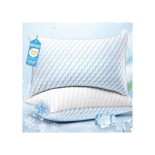 HEYCUZI Bed Pillows Queen Size for Sleeping - Breathable Down Alternative Soft Pillows Set of 2 for Side, Back, and Stomach Sleepers - Hotel Quality Fluffy Microfiber Fill Cooling Skin-Friendly