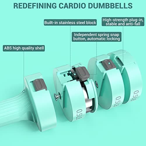 Adjustable Dumbbells Hand Weights Set: Sportneer 1 Pair 0.9-4.5KG (0.9-2.3KG) Fast Adjust Dumbbell Weight 6 In 1 Free Weights Barbells For Women Men Home Gym Workout Exercise Strength Training 5