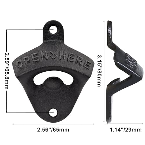 HAIICEN Cast Iron Bottle Opener Wall Mounted Beer Cap Opener Mountable Black for Wooden Post Table Board Craft 4