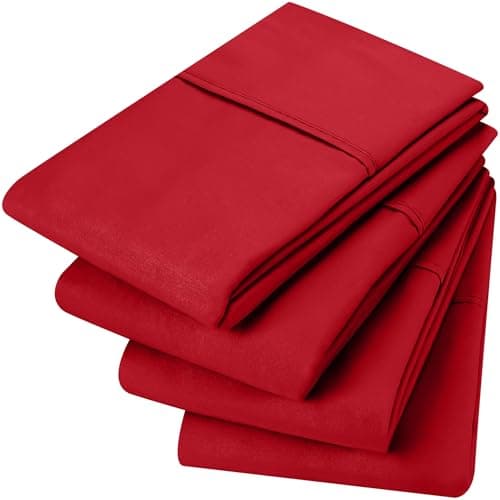 Utopia Bedding Queen Pillow Cases - 4 Pack - Envelope Closure - Soft Brushed Microfiber Fabric - Shrinkage and Fade Resistant Pillow Covers Queen Size 20 X 30 Inches (Queen, Red) 5