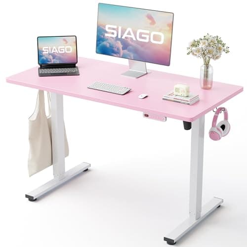 SIAGO Electric Standing Desk Adjustable - 48 x 24 Inch Sit Stand up Desk with Cable Management - 3 Memory Preset Adjustable Height Table