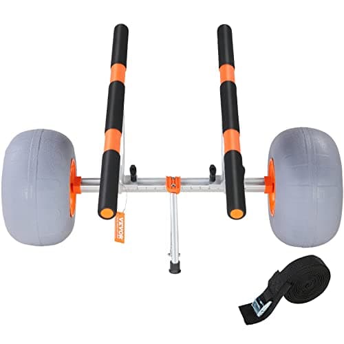 VEVOR Heavy Duty Kayak Cart, 350lbs Load Capacity, Detachable Canoe Trolley with 13'' Beach Wheels, Adjustable Carrier Width & Nonslip Support Foot, for Kayaks Canoes Paddleboards Float Mats Jon Boats 9