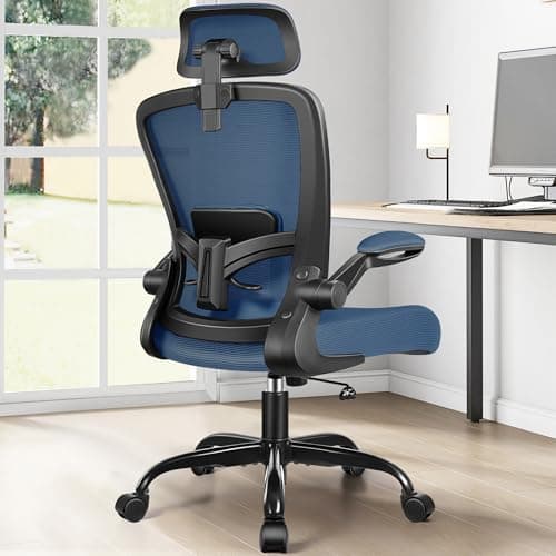 FelixKing Ergonomic Office Chair, Headrest Desk Chair Office Chair with Adjustable Lumbar Support, Home Office Swivel Task Chair with High Back and Armrest, Adjustable Height (Navy)