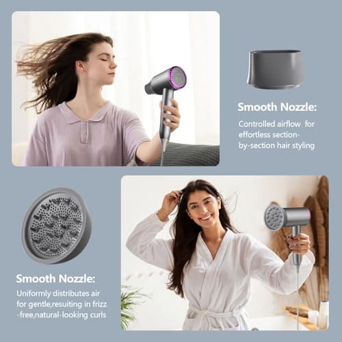 Hair Dryer for Women and Men 1875W Portable Ionic Hairdryer Travel Blow Dryer with Diffuser Nozzle Small Lightweight and Quiet Fast Drying as Salon No Heat Damage 6