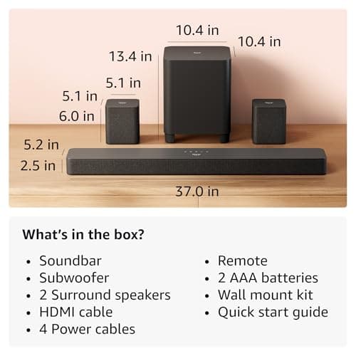 Amazon Fire TV Soundbar Plus with subwoofer and surround sound speakers (newest model), 5.1 channel, Dolby Atmos, clear dialogue 6