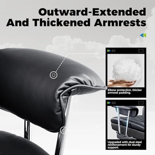 COMHOMA Big and Tall Gaming Chair with Pocket Spring Lumbar Support, Ergonomic Office Chair with Footrest, Executive Desk Chair with Outward Fixed Soft Armrests, Computer Chair with High Back, Black 5