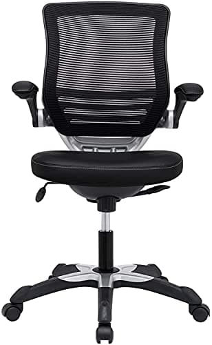 Modway Edge Mesh Back and White Vinyl Seat Office Chair With Flip-Up Arms - Computer Desks in Black 9