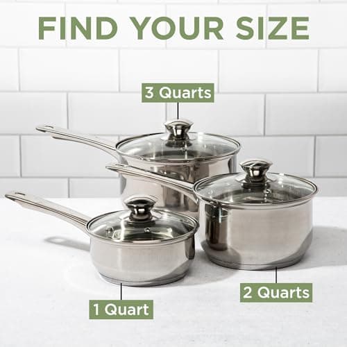 Ecolution Stainless Steel Sauce Pan, Encapsulated Induction Ready Cooking Pot with Glass Lid, Oven Safe, Dishwasher Safe Soup Pot, 1-Quart 7