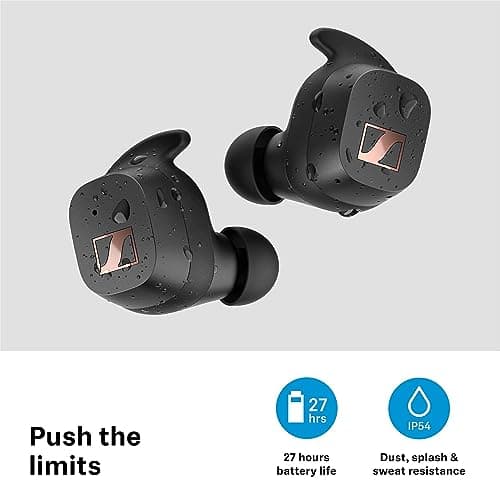Sennheiser Consumer Audio Sport True Wireless Earbuds - Bluetooth in-Ear Headphones, Music and Calls with Adaptable Acoustics, Noise Isolation, Touch Controls, IP54 27-Hour Battery, Black 6