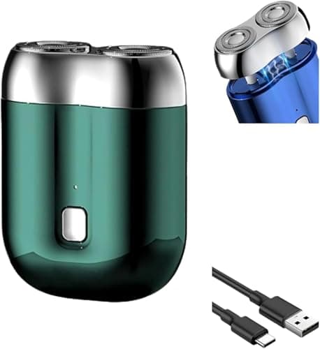 Sakerplus mini Double Head Electric Shave,Portable Razor, Washable Double Head, Pocket Size for Home, Car, Travel (Green)