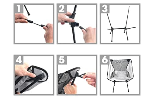 Lightweight Portable Folding Camping Chair Compact Beach Camp Chairs for Adults Foldable Backpacking Chair Outdoor Chair for Camping Hiking Lawn Picnic Outside Travel (Grey) 8