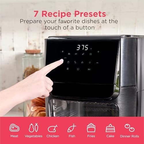 Frigidaire 5-in-1 Air Fryer Combo Oven with Viewing Window, Large 12.6 QT Capacity, Digital Display, 5 Cooking Modes, 7 Recipe Presets, Automatic Shake Reminder, PFAS-Free Cooking Surfaces, Black 7
