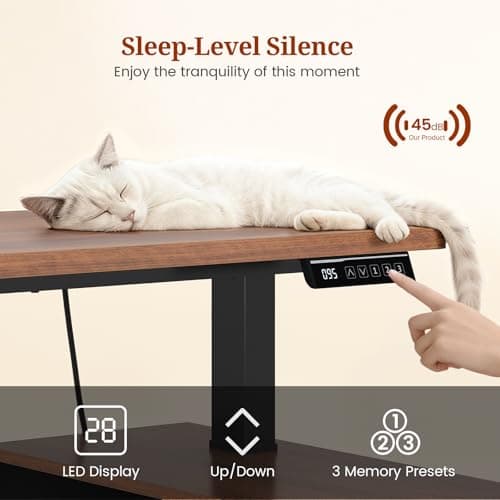 UPOSOJA L Shaped Standing Desk Adjustable Height, 53" Electric Office Desk with File Drawers & Storage Shelves, Sit Stand Corner Computer Desk with Power Outlets, Pegboard, 6 Hooks, Black & Walnut 6