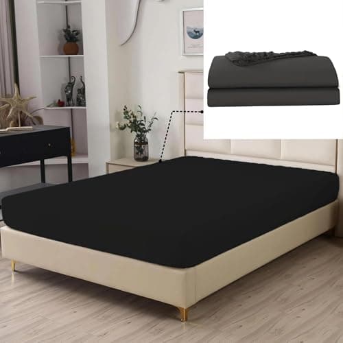 SDIII Black Twin Fitted Sheet Only 2 Pack, Hotel Quality Brushed Microfiber Fitted Sheets, Soft and Breathable, Deep Pocket Sheets for Twin Size Bed