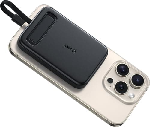 Rosewiththorns USB-C Portable Charger Compatible with iPhone 15, 16, 17 & Android Devices Power Bank Magnetic Battery & Adjustable Stand TSA Travel Approved USB Rechargeable Built-in Cable Black 8