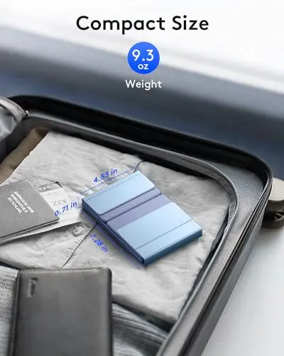 Samsers Foldable Bluetooth Keyboard with Numeric Keypad, Full-Size Wireless Folding PU Leather, Portable Travel for iOS Android Windows Mac OS, Support 3 Device(BT5.1 x 3) Blue 7