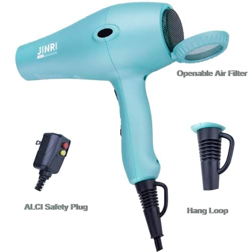 Ionic Hair Dryer 1875w,Fast Dry Low Noise Professional Salon Blow Dryer, Pro Ion Hairdryer with Diffuser/Concentrator for Curly,Straight (Mint Green) 6
