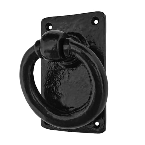 Mythrojan Medieval Door Knocker, Cast Iron Ring Knocker with Black Powder Coated for Entry Door Knocker, 4.5”x 2.75” Black 8