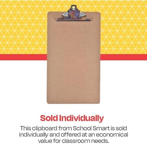 School Smart Legal Clipboard, 9 x 15-1/2 x 1/8 Inches, Hardboard, Brown, Bright Nickel 7