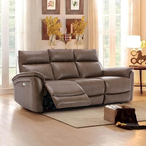 COLAMY 76" Modern Recliner Sofa, 3-Seater Power Reclining Sofa PU Leather Home Theater Seating for Living Room