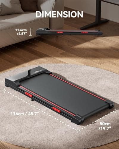 CURSOR FITNESS Walking Pad Treadmill with Incline, Under Desk Treadmill with Triple Shock-Absorbing System, 2.5HP Quiet Brushless (Black) 5