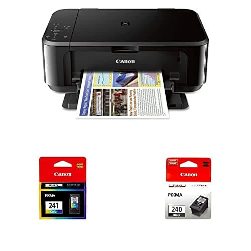 Canon Pixma MG3620 Wireless All-in-One Color Inkjet Printer with Mobile & Tablet Printing, Black - Canon CL-241 Color Ink & PG-240 Black