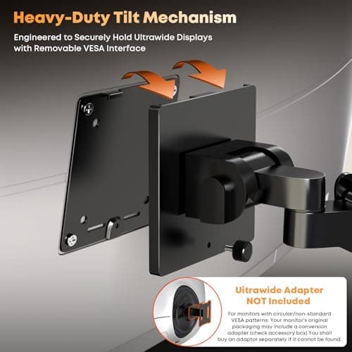 PUTORSEN 17-49 inch Premium Aluminum Heavy Duty Dual Monitor Arm for Ultrawide Screens up to 44lbs, Vertical Stacked Dual Monitor Desk Mount, Full Motion Dual Vertical Monitor Mount, VESA 75/100,Black 7