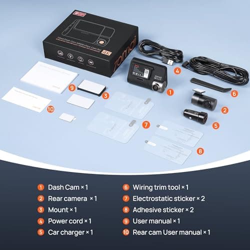 70mai 4K Dash Cam Front and Rear with STARVIS, Dashcam with 5GHz WiFi, GPS Car Camera, Super Night Vision, ADAS, 3'' IPS Screen, 24H Parking Mode, Time-Lapse, Loop Recording, Support 256GB Max (A800S) 8