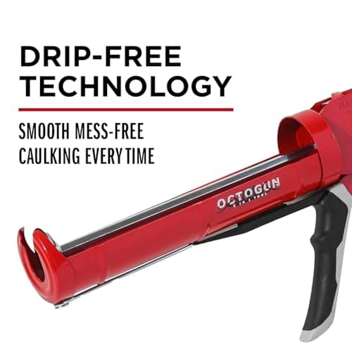Newborn Scrapper Tool & Octogun 930-GTD Drip-Free Caulking Gun - Gator Trigger Grip | Fits 1/10 Gallon Cartridge |10:1 Thrust Ratio | Smooth Hex Rod Cradle with Built-in Smoother Tool | Plug Included 5
