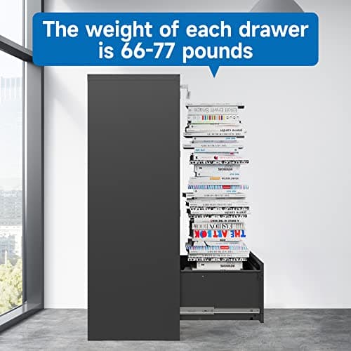 BYNSOE 4 Drawer Filing Cabinet with Lock Metal Lateral File Cabinet Office Home Steel Lateral File Cabinet for A4 Legal/Letter Size Wide Metal Cabinet Locked,Assembly Required (4 Drawer, Black) 6