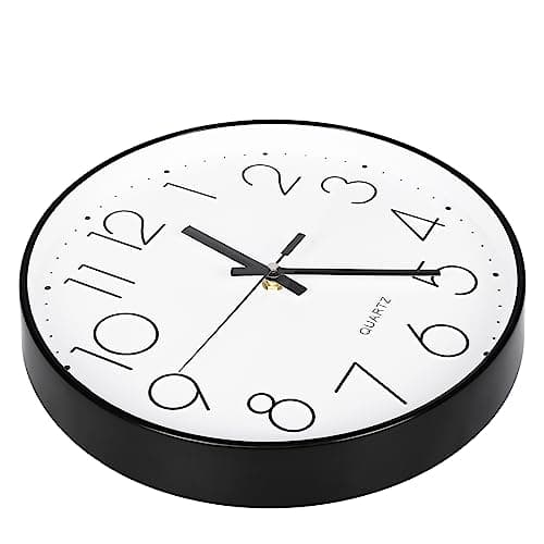 Yoiolclc Wall Clock Silent Non-Ticking Modern Round Wall Clocks Battery Operated for Kitchen, School, Office (10 Inch, Black) 7