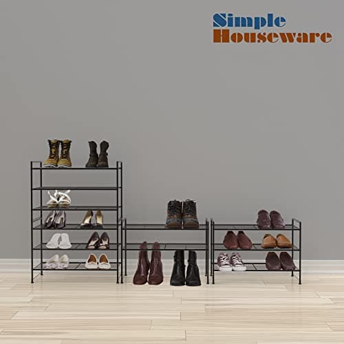 Simple Houseware 3-Tier Stackable Shoes Rack Storage Shelf, Black 5