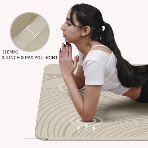 PAIDU Large Yoga Mat-72’x36’x0.4’ Extra Width ＆ Thick,Comfortable,Non-Slip Exercise Mat-Works Great on All Floor for Stretching,Yoga Studio,Gym or Home Workouts (Beige) 6