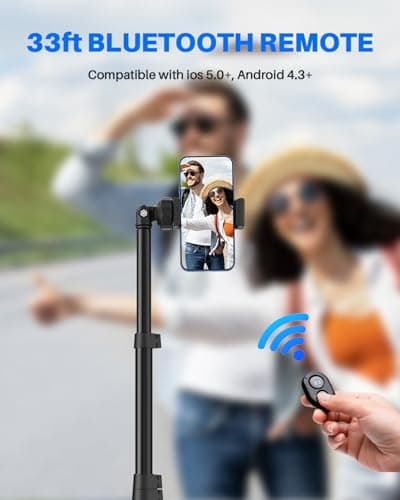 67" Phone Tripod, MIIASI Extendable Tripod for iPhone, Selfie Stick with Remote and Phone Holder, Compatible with iPhone/Android/Camera, Light Stand (Black) 6