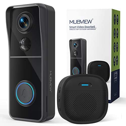 MUBVIEW Doorbell Camera Wireless with Chime, Video Doorbell - No Subscription, Voice Changer, Motion Zones Customization, 1080HD, PIR Human Detection, 2.4Ghz WiFi, Battery-Powered Smart Doorbell