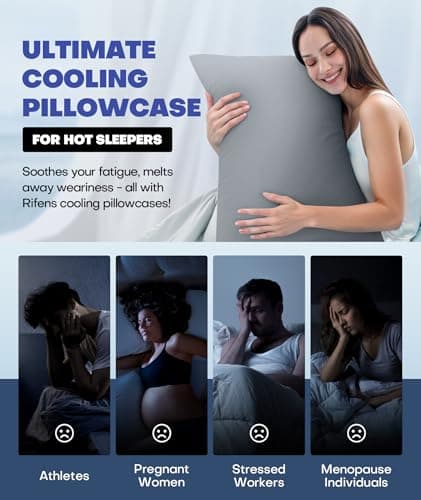 Ice Cooling Pillowcase for Hot Sleepers, Instantly Cool, Stay Cold All Night, Softer Than Silk Pillow Cases, Pillow Covers with Invisible Zipper, Gift for Men & Women - Standard, Light Gray (1 Pack) 6