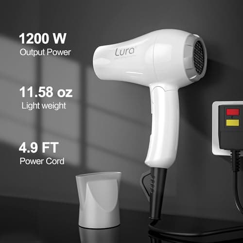 Foldable Travel Hair Dreyr Mini:Dual Voltage Small Lightweight Blow Dryer for International Travel,1200w Compact Hairdryer with Concentrator and Travel Bag(White) 6