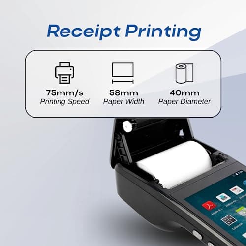 POS PDA Receipt Printer 58mm High Speed Thermal Printer with Android 8.1 5.0’’ Touch Screen. Handheld Mobil Point of Sale Tablet. Scan 1D/2D/QR barcodes. Support 3G and 2G. 3GB Ram + 8GB ROM. 7