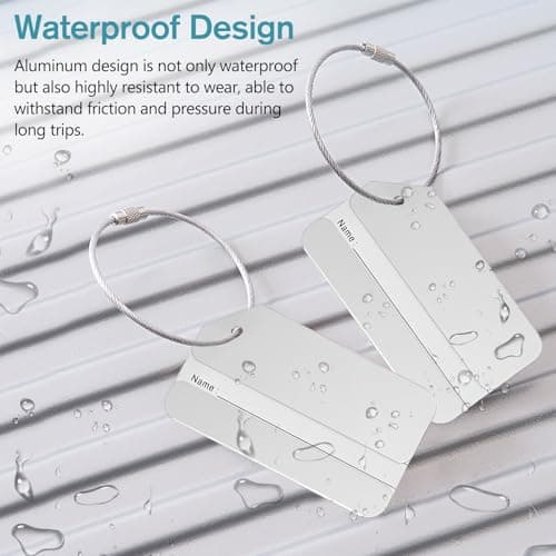 Aluminum Luggage Tags – 5 Pack Silver Travel Bag Identifier Tags with Protective Covers, Durable Luggage Tags for Suitcases and Travel Accessories 5