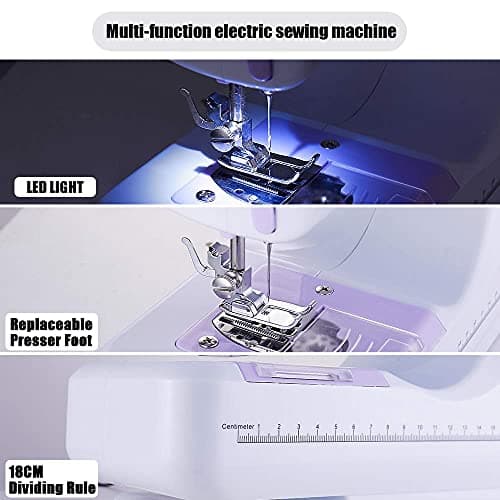rxmeili Sewing Machine Portable mini Electric Sewing Machine for beginners 12 Built-in Stitches 2 Speed with Foot Pedal，Light, Storage Drawer. 5