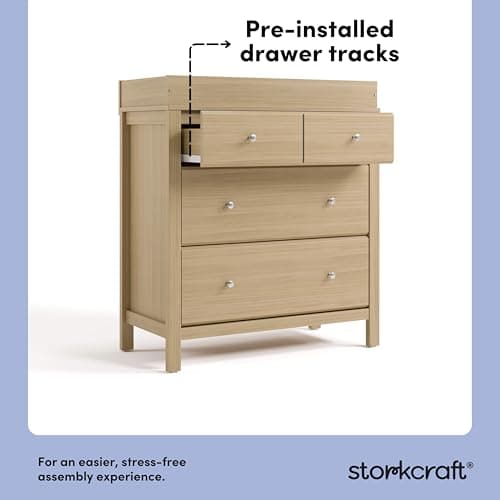 Storkcraft Horizon 3 Drawer Chest with Removable Changing Topper (Driftwood) – GREENGUARD Gold Certified Nursery Dresser, Kids’ Storage Chest with Organizer, Durable and Stylish 3-Drawer Design 5