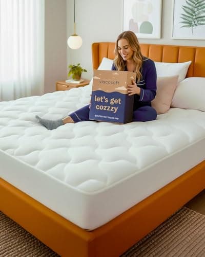 ViscoSoft Copper Mattress Topper Pad Queen - Soft Overstuffed Premium Cloud-Like Support - Quilted Fiberfilled Mattress Topper with Deep 18" Pocket for Secured Fit 9