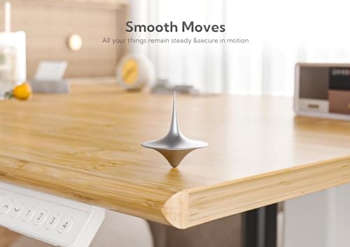 INNOVAR Bamboo Electric Standing Desk, 55x24 Inches Adjustable Height Stand up Desk with Whole Piece Desktop, Sit Stand Home Office Desk White Frame/Bamboo Top 8