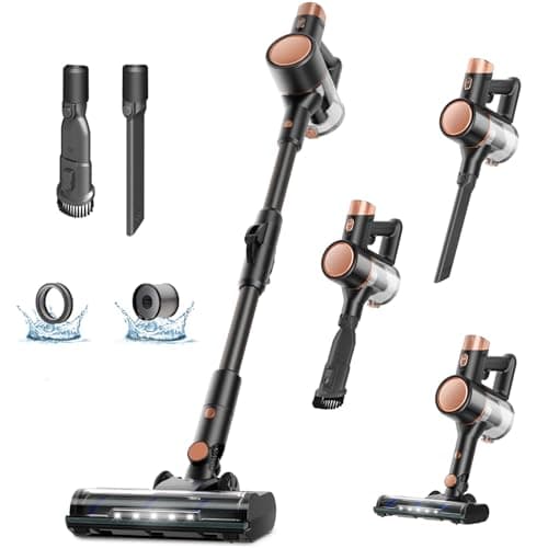 AGLUCKY Stick Vacuum Cleaner, Power Suction Vacuum Cleaners with Hepa Filter, LED Headlight, Bendable Handle, Rechargeable Vacuum Cleaners for Hardwood Floor & Carpet(Grey)