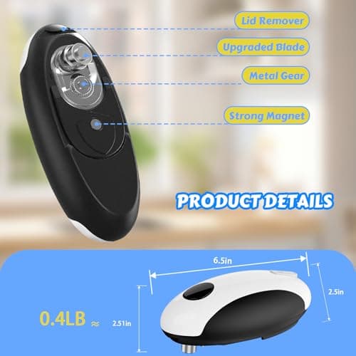 USB Rechargeable Electric Can Opener - Battery Operated, One Touch Auto Operation, Magnetic Lid Holder & Smooth Edge Cutting, Cordless & Hands Free Tin Opener for Seniors, Works with All Standard Cans 6