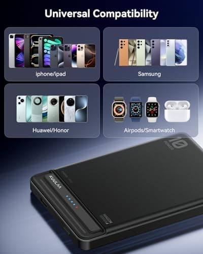 Kuulaa for MagSafe Battery Pack 10000mAh, 20W Ultra Slim Wireless Portable Phone Charger with LED Display, Magnetic Power Bank for iPhone 16/15/14/13/12 (Black) 7