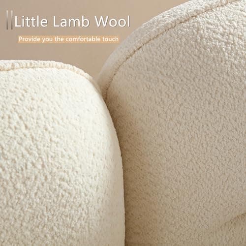 HAMORESPACE 110''Modern Curved Sectional Sofa, Bread Shape Design, Upholstery Boucle Sofa with Pillows, Luxury Couch for Living Room (Beige) 6