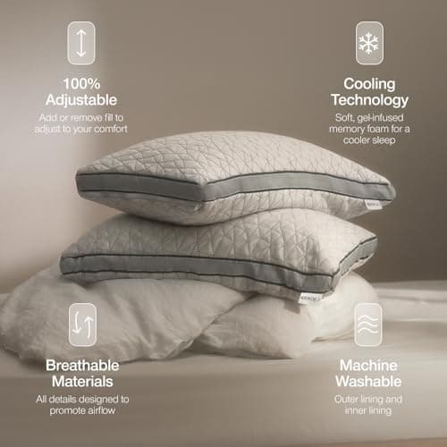 Coop Home Goods Eden Cool Adjustable Pillow, King Size - Adjustable Memory Foam with Gel Infusion - Soft Breathable Lulltra Fabric - Ideal for All Sleepers - Eco-Friendly CertiPUR-US Certified 5